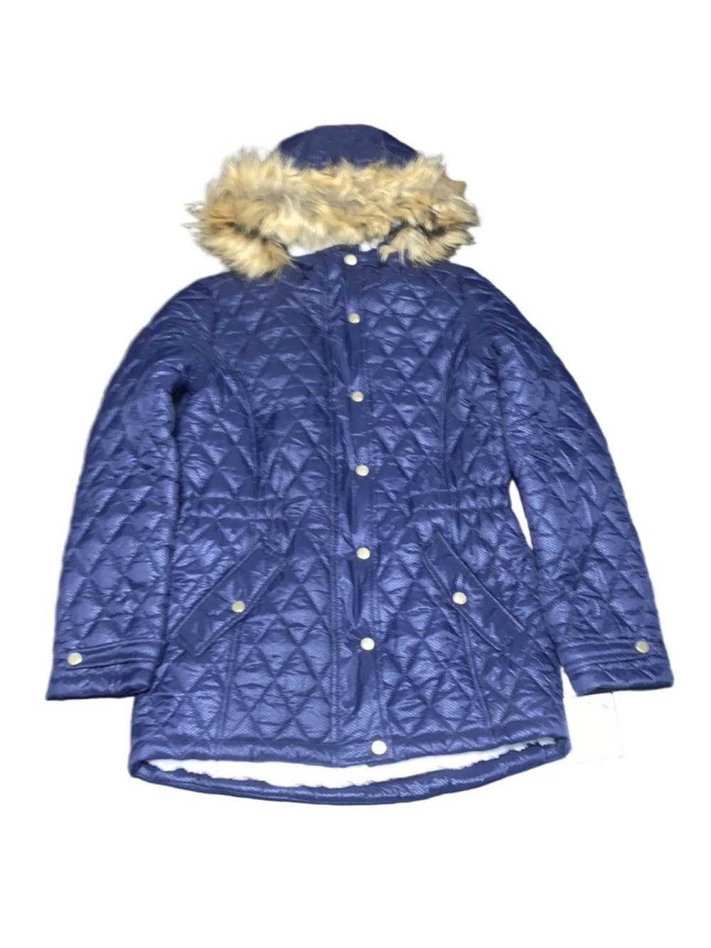 SO Girls Size 16 Navy Faux Fur Hood Warmest Outerwear Winter Parka NWT